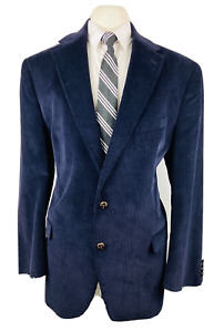 Ralph Lauren Mens 48L Navy Blue Cotton Corduroy Blazer Sport Coat Suit Jacket