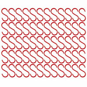 Wideskall 60 Pieces 5" inch Red Vinyl Coated S Shaped Hooks for Hanging...