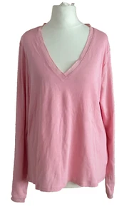 Marks & Spencer Candy Pink V Neck Top Size 20 Cotton Pretty - Picture 1 of 4