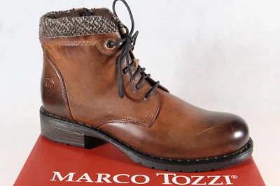 Marco Tozzi Boots Ankle Boots Lace-Up Boots Brown Leather 25800 - Image 1 of 4