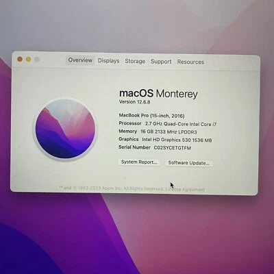 mac book pro 15" 2016 - Image 1 of 4
