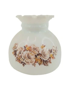 "Lámpara Huracán De Colección Vidrio Leche Floral 8" Ajustador Volantes Top Cúpula ¡Retro! - Imagen 1 de 9