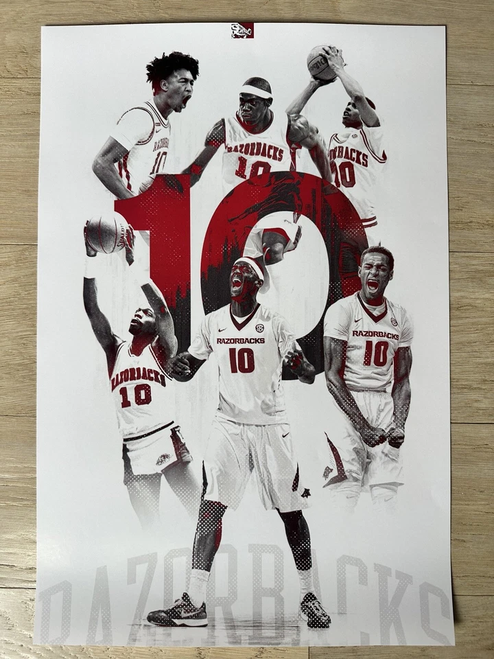 Arkansas Razorbacks Men’s Basketball Number Ten Poster Gafford Brewer Portis - Image 1 of 1