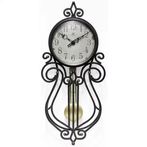 20 in. Pendulum Wall Clock, Vintage inspired clock face & black metal hands - Picture 1 of 5