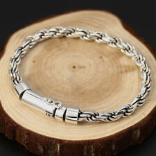 Twist Chain Bracelet Jewelry Braided 7.9" Men's Real Solid 925 Sterling Silver