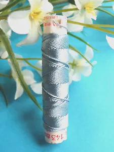 80B/ Beautiful Antique Bobbin Pure Silk Thread Gutermann Sky Blue No. 143 - Picture 1 of 1