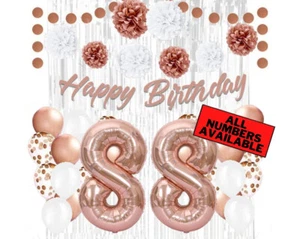 Rose Gold 88th Birthday Decorations for Girls - 40" Number Balloons & More - Picture 1 of 5