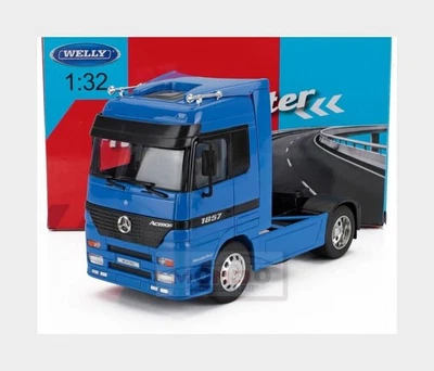 1:32 WELLY Mercedes Benz Actros 1857 Tractor Truck 2-Assi 1998 Blue WE32280B Mod - Image 1 of 2