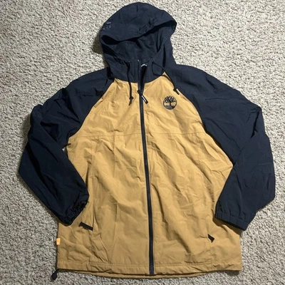 Timberland Mens M Black Tan Hooded Windbreaker Jacket - Image 1 of 4