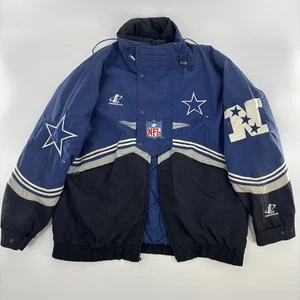 FLAW Vintage 90's Dallas Cowboys Puffer Jacket Logo Athletic Pro Line Large NFL - Picture 1 of 8