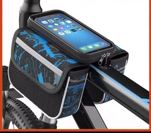 Alforja tubo superior bicicleta con funda de teléfono con pantalla táctil de 6 pulgadas, impermeable, duradera - Imagen 1 de 8