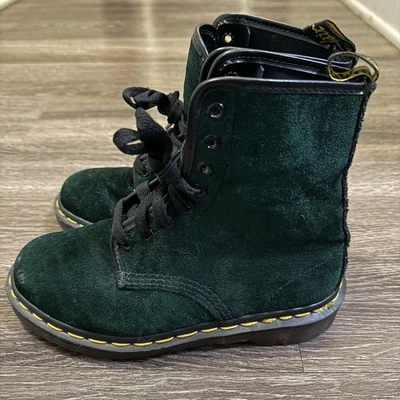 Botas de gamuza verde Dr. Doc Martens vintage hechas en Inglaterra para mujer talla 4 Foto 1 de 4
