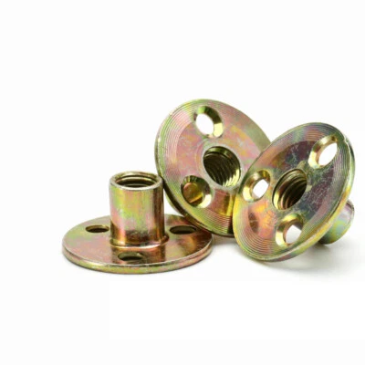 Tuerca de placa de hierro M8 M10 tuercas de conector para muebles 3 orificios tuerca de bloqueo color zinc chapado Foto 1 de 4