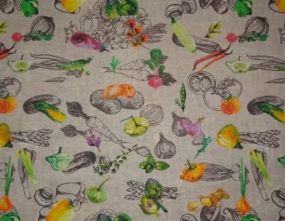 Canvas Gemüse Zwiebel Möhre Kartoffel Paprika Erbse Baumwolle Meterware Zanders - Bild 1 von 2
