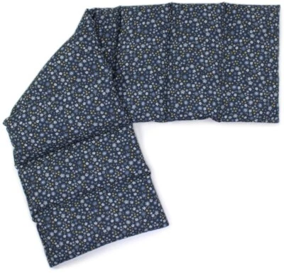 GIRAFFENLAND Körnerkissen 8-Kammer 75x20cm, Bio-Stoff Blümchen-blau - Wärmekissen Mikrowelle