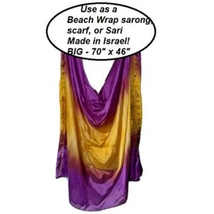 Falda envolvente pareo sari pareo natación encubrimiento ombre bordado Israel dorado púrpura - Imagen 1 de 11
