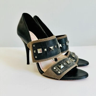 PLENTY BY TRACY REESE LEILA GUNMETAL STUDDED HEELS SANDALS - Image 1 of 4