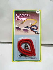 Vintage Eyeglass String Chain Scrunchie Red Made Hong Kong - Picture 1 of 3