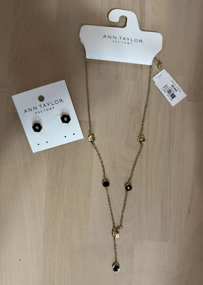 CONJUNTO de fábrica Ann Taylor: collar colgante ajustable con pendientes a juego--NUEVO Foto 1 de 4