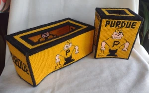 Pair of Vintage Purdue Boilermakers Homemade Tissue Box Covers - Picture 1 of 15