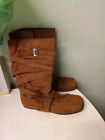 womens boots UK size 7 Brown/tan faux Suede mocassin-style with zip