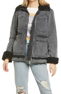 Urban BDG Outfitters Women's Fleece Lined Utility Jacket, Size Large - Black - Picture 1 of 1