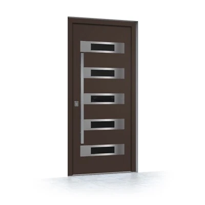 Inox S5 Marrón - Puerta de entrada aislada exterior de acero moderna de Nova Foto 1 de 3