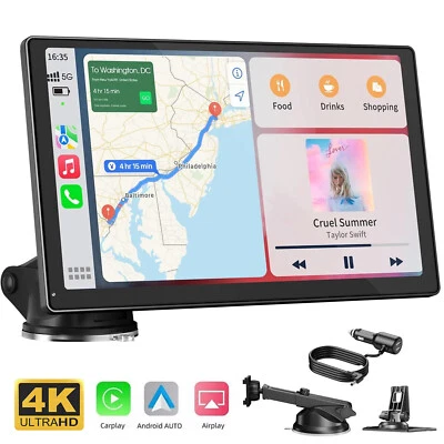 9"Zoll Drahtlos Tragbares Autoradio kabelloses Apple CarPlay& Android Auto GPS - Bild 1 von 4
