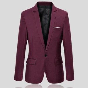 Men Suit Blazer Jacket Coat Tops Dress Business Work One Button Formal Casual e - Picture 1 of 17