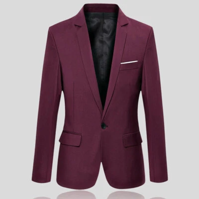 Men Suit Blazer Jacket Coat Tops Dress Business Work One Button Formal Casual ṑ - Image 1 of 4
