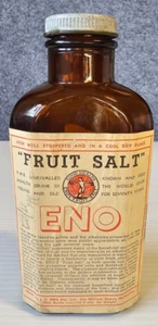Eno "Fruit Salt" Empty Bottle Complete Label 1950s - Foto 1 di 9