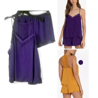 Conjunto de camisola y pantalones cortos Linea Donatella púrpura talla L nuevo CBE041 Foto 1 de 4