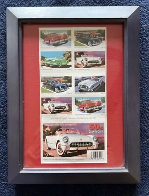 Framed AMERICA ON THE MOVE 50's SPORTY CARS, FV$7.40 (2005) U.S.#3931-3935 MHN - Image 1 of 3