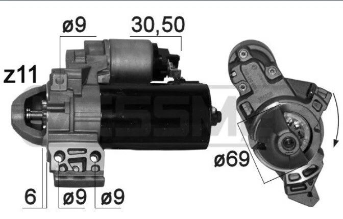 Starter Motor BMW 1, 2, 3, 3 Touring Van, 4, 5, 6, 7, X1, X3, X4, X5 - Image 1 of 1