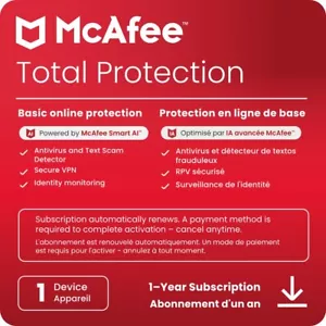 McAfee Total Protection 2025 | 1 Device | Direct from McAfee | Same Day Delivery - Picture 1 of 8