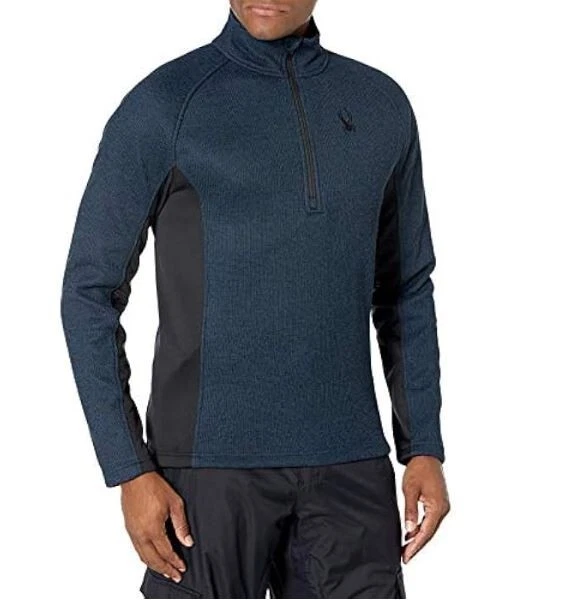 Spyder Outbound Zip Neck Fleece Sweater Jacket Mens Medium Blue Black