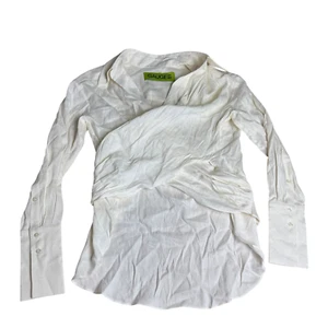Camisa Top Gauge81 Blanca Drapeada XS Asimétrica Manga Larga Gancho Puño - Imagen 1 de 10