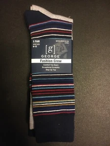 George Fashion Crew 3 Pair Comfort Toe Seam Socks size 6-12 New - Picture 1 of 3