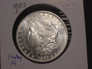 1882-S MORGAN DOLLAR CHOICE BU+ PL BETTER DATE SHIPS FREE - Picture 1 of 3