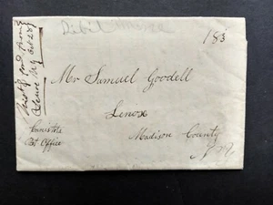 New York: Lenox (#1) 1835 Missent & Forwarded Stampless Cover, Madison Co - Bild 1 von 6