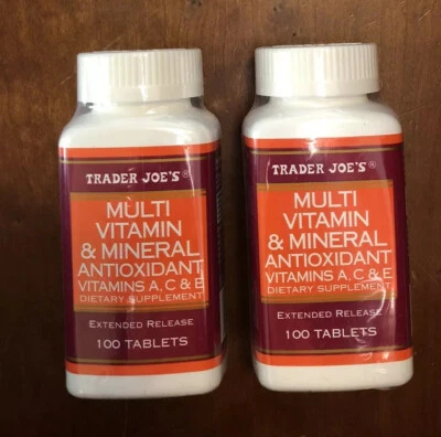 Lot of 2 100-Ct Multi Vitamin & Mineral A C E TRADER JOE'S Dietary Supplement - Image 1 of 4