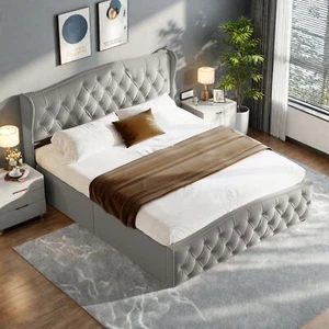 Boxspringbett Doppelbett140x200 Matratze Bettgestell mit Stauraumbett Bettkasten - Bild 1 von 12