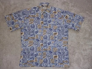 Campia Moda Short Sleeve Cotton Button Up Shirt - Size Medium - Shell Patterns - Picture 1 of 17