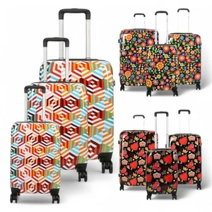 Juego de maletas rígidas fuertes expandibles dobles de 4 ruedas con estampado equipaje bolsa de cabina - Imagen 1 de 4