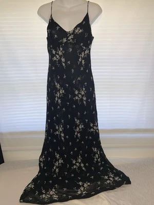 Винтажный Rampage Y2K Midi платье цветочный черный фея гранж прихоти 90-х размер 6 - Изображение 1 из 4