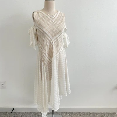 Free People Dress Women S White Sheer Bow Sleeves Romantic Boho Midi Ethereal - Image 1 of 4