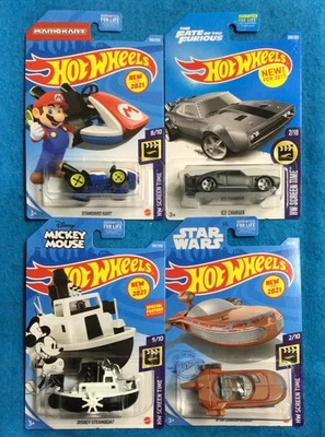 批量 4 件 全新 风火轮 Mario Kart、蒸汽船 威利、快速和激烈、星球大战 — 第 1/4 张图片