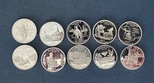 Lot (10) Silver US Proof State Quarters 25c $2.50 Face Value Silver - No Reserve - Picture 1 of 2