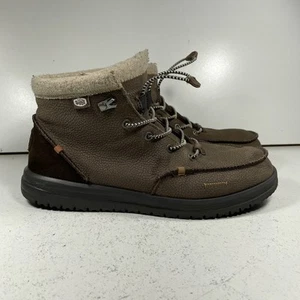 Hey Dude Bradley 40189-255 Boots Men's 12 Brown Leather Waterproof Slip-On - Picture 1 of 24
