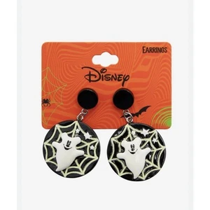 Disney Halloween Mickey Mouse Ghost Spiderweb Earrings Glow In The Dark NEW - Picture 1 of 1